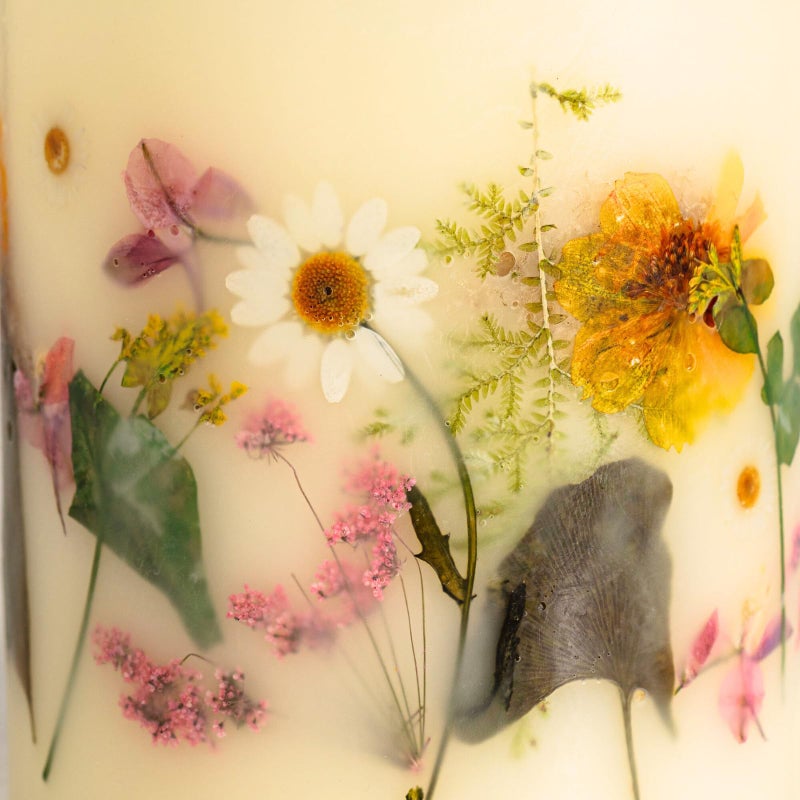 Rosy Rings Round Botanical Small Lemon Blossom & Lychee Candle 5.5" H - 120 Hour Burn Time, Lychee Aromatherapy Candles, Luxury Candles, Long Lasting Candles - Image 3